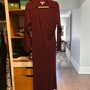 Banana Republic Burgundy Long Sleeve Sweater Dress
